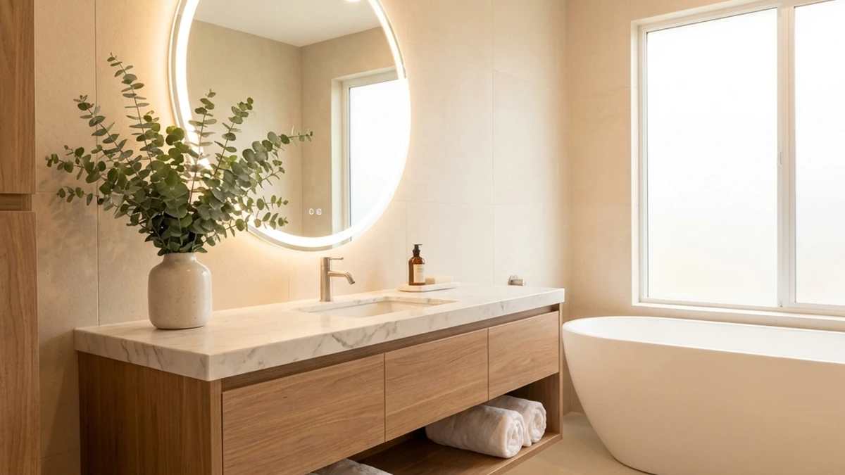 bathroom decor ideas — floating vanity vignette