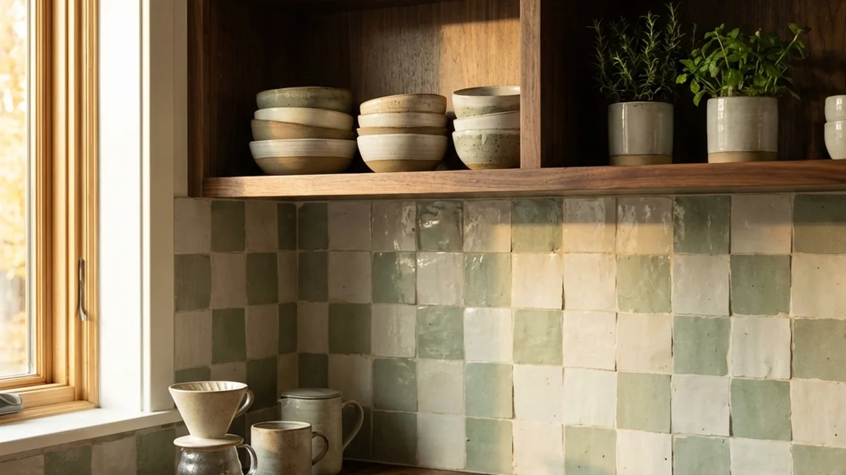kitchen backsplash trends 2026 - handmade zellige tile texture