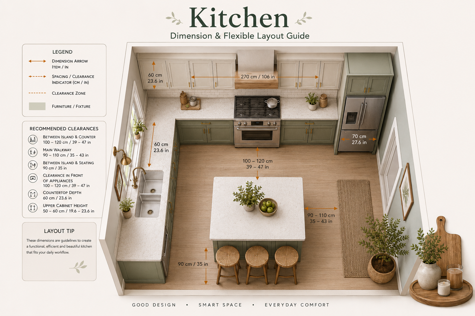 Kitchen Layout & Dimensions Guide 2026: The Standard Clearances That Make a Kitchen Actually Work